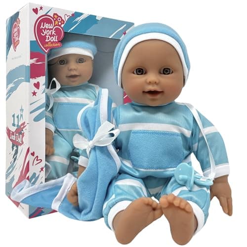 The New York Doll Collection 11 inch Soft Body Baby Doll in Gift Box 11 Doll Toy for Kids Boys Girls and Toddlers Baby Doll Pacifier Accessory Included