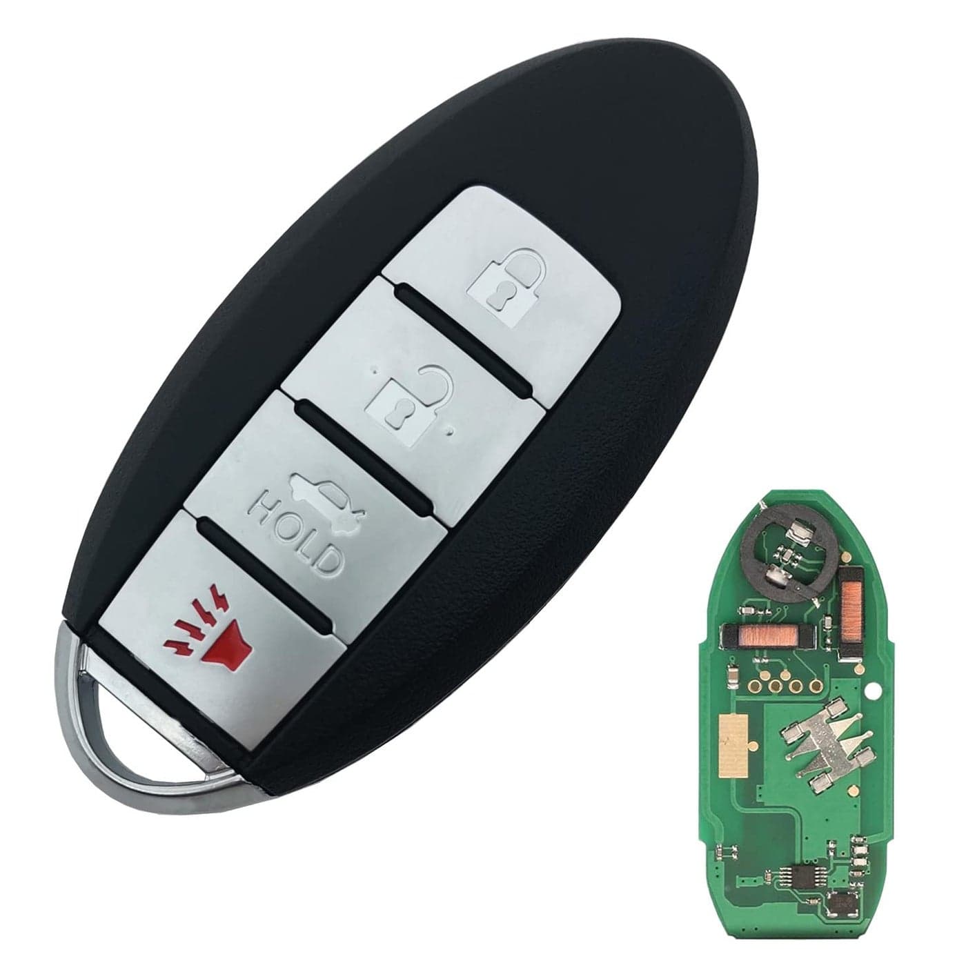 4 Buttons Keyless Remote Car Key Fob Fit for Nissan Altima 2007 2008 2009 2010 2011 2012 Maxima 092013 2014 Murano 370Z Infiniti EX35 FX35 G37 G25 Smart Proximity KR55WK48903 KR55WK49622 Silver