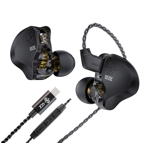 CCZ DC02 USB C Earbuds Wired with Microphone, Dual Magnetic Circuit DD IEM Earbuds,in Ear Type C Headphones with mic, Powerful Bass, Lightweight, Type-C Wired Earphones with Tangle-Free Flat Cable