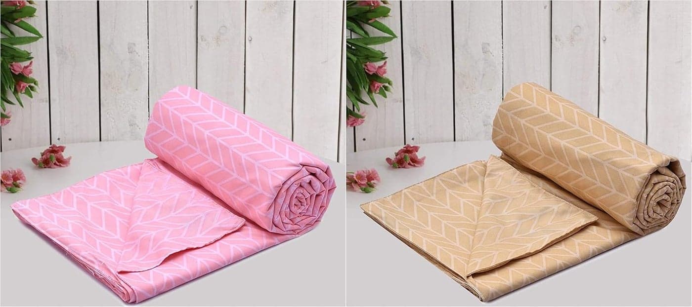 RUSTIC LINEN Soft Microfiber Cotton Printed Cotton Single Duvet Cover Combo Self Printed Duvet Cover 60 x 90 Inch 2 Piece Single Duvet Cover Pink and Brown