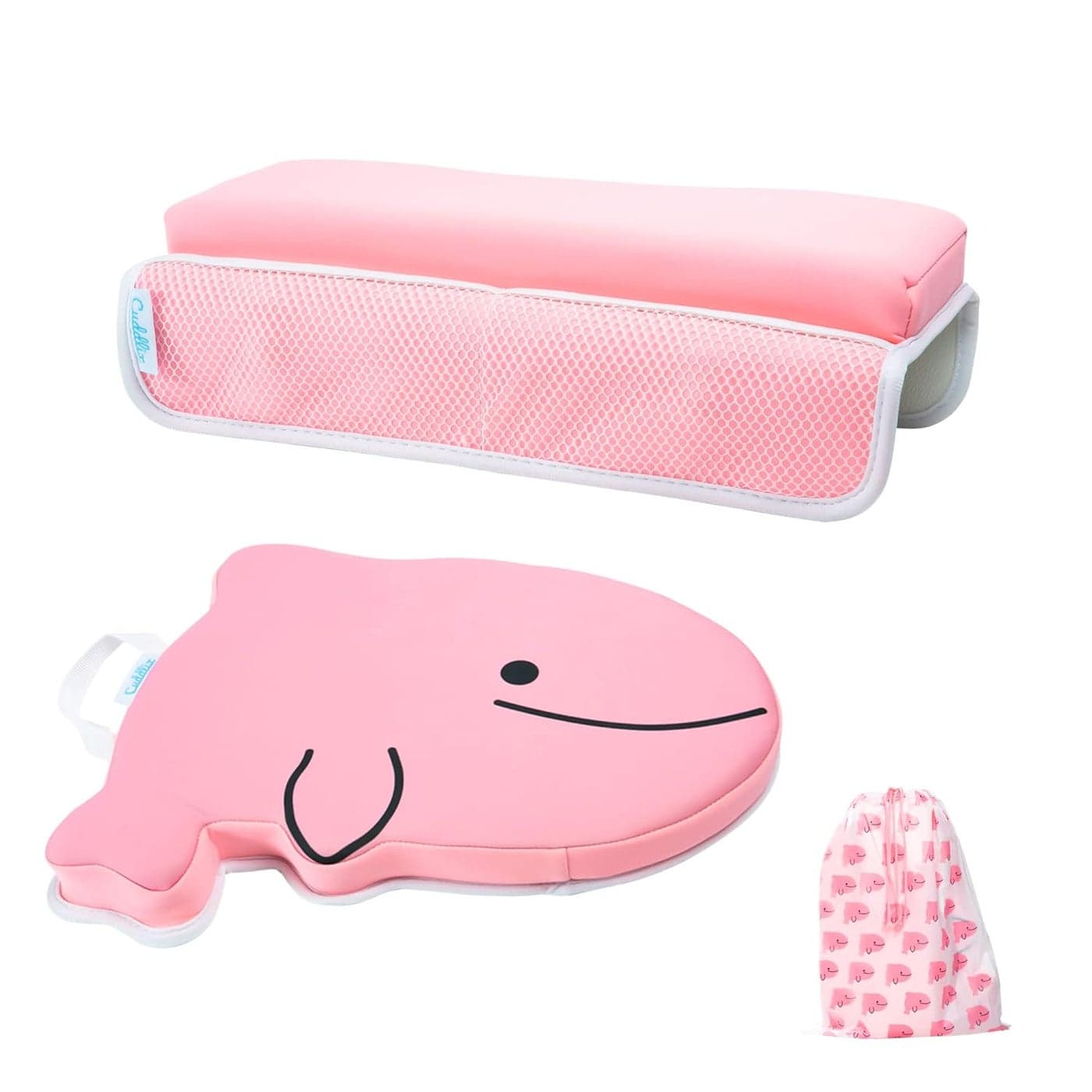 Cuddlix Baby Kneeler and Elbow Rest Pad Set for Baby Bathing Parents Extra Thick Soft Mat with Organizer Pockets Painless Kneeling Quick Drying NonSlip for Newborn Pastel Pink