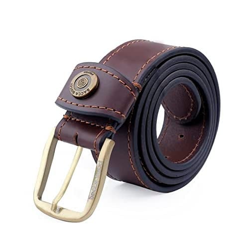 Bacca Bucci Thick and Rugged Genuine Leather Maroon Casual Jeans Belt for Men | 40 MM Nickle Free Metal Pin Buckle | 38 MM Strap Width