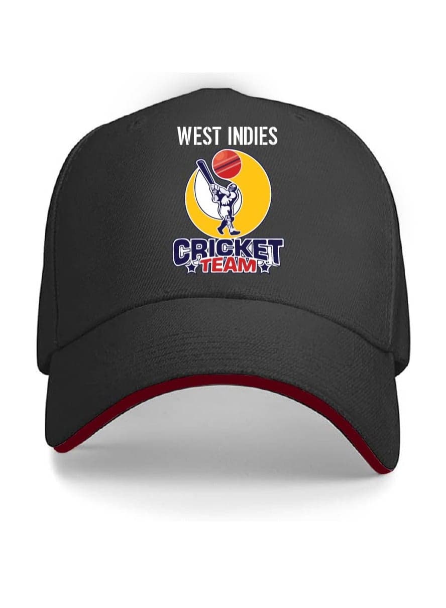 West Indies Sports Fans Cricket Cap for Men and Women - West Indies Sports Cricket Caps for Fans - Metal Adjustable Buckle Closure Cap - Unisex Cricket Cap for Sports Matches