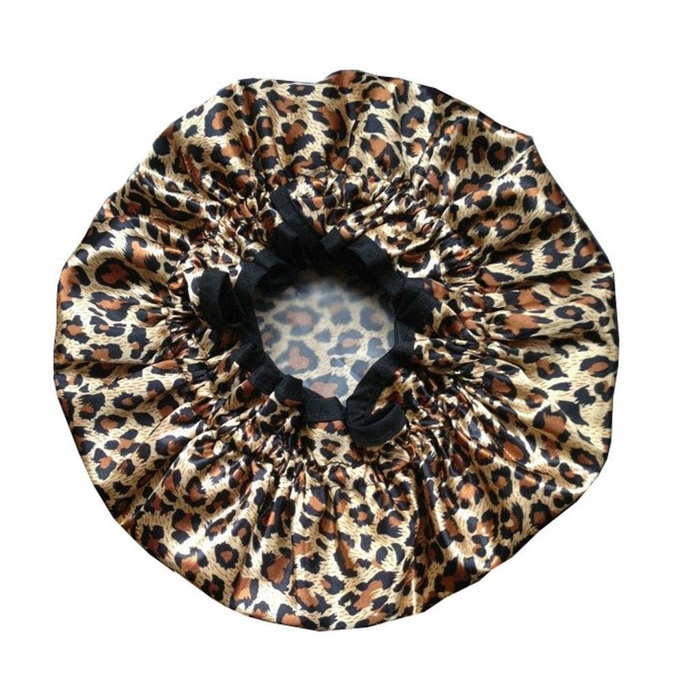 EleCharm Designer Reusable Shower Cap Leopard Stylish Bath Cap Double Layers Waterproof Bathing Shower Hat