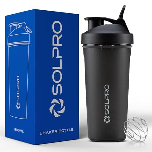 Solpro Blaze Shaker Bottle | 800mL | Leak-Proof and Mess-Free | Non-Slip Grip | Ideal for Protein Shakes, Smoothies, Pre Workout and More | BPA Free (Black), Polypropylene