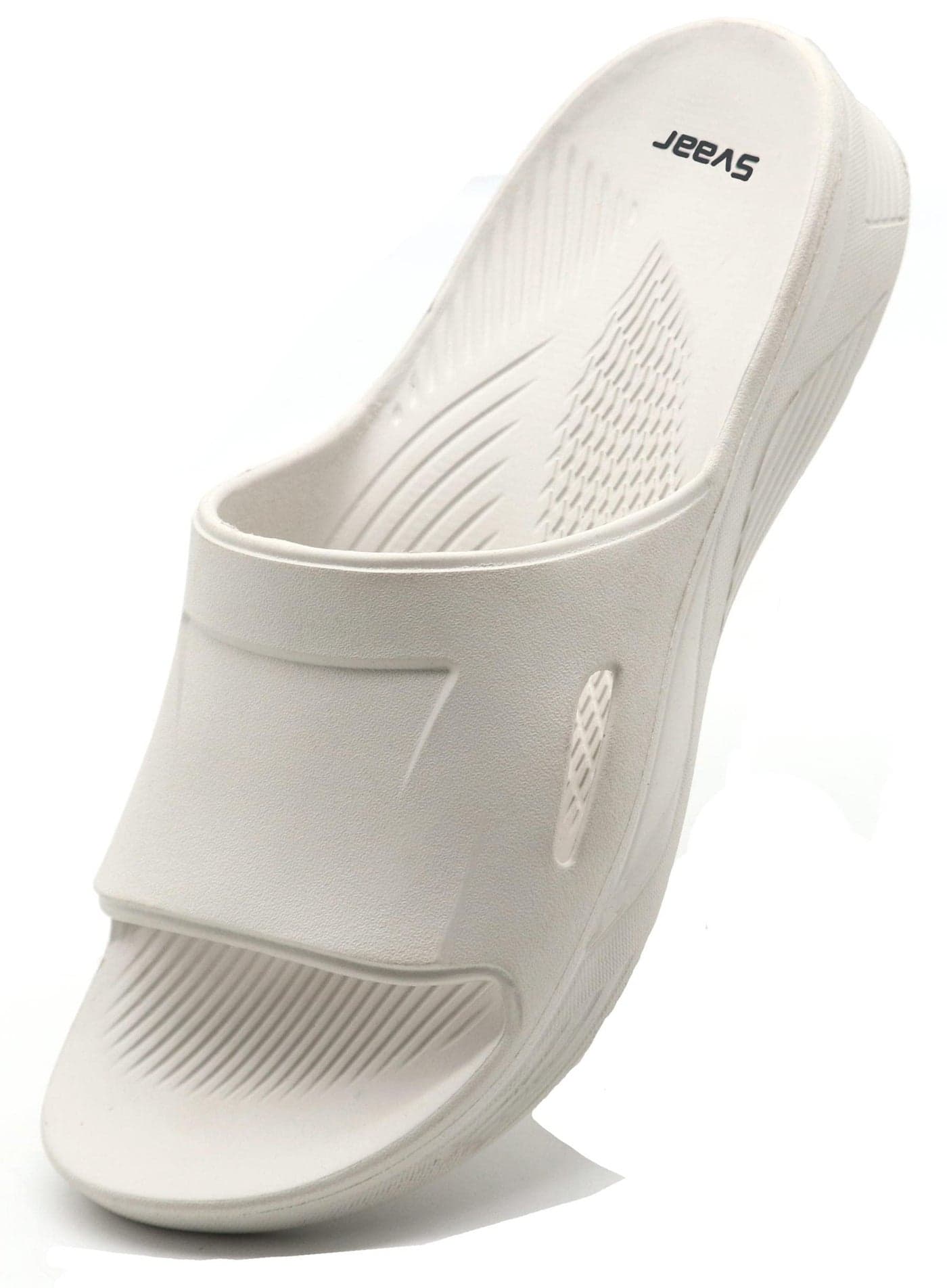 SVAAR EveryWear Sliders for Men || Comfortable Indoor Outdoor Slider Slip-on Slippers for Men and Boys Off White