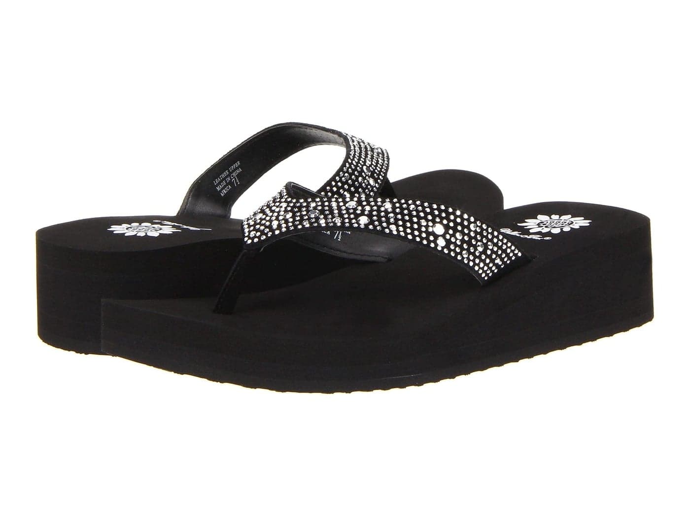Yellow Box Womens Africa Wedge Flip Flop Black 7