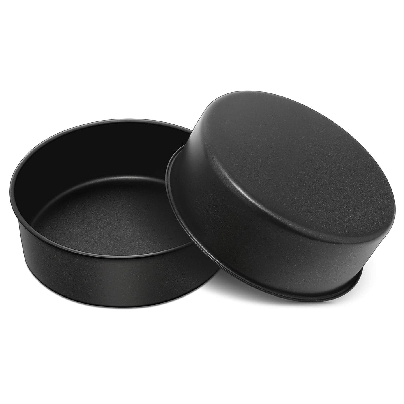 Herogo 8 Inch Cake Pan Set of 2 Stainless Steel Black Nonstick 3 Deep Round Baking Pan for Birthday Wedding Layer Cake Bakeware Non Toxic Oven Dishwasher Safe