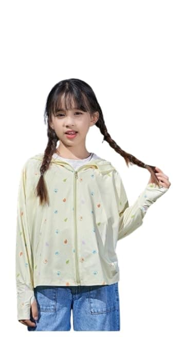 FABSPORTS Kids Sun Protection Jacket – UPF 50+ Lightweight Hooded Jacket for Boys & Girls - Age 8 to 10 years, Breathable Fabric, UV Protection, Zipper Closure, Ideal for Outdoor & Everyday Wear