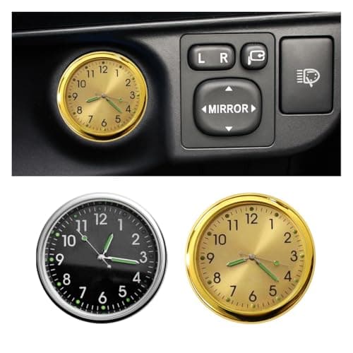 GLSOWEE 2PCS Car Mini Clock Car Luminous Clock with Adhesive Car Air Vent Clip Quartz Clocks Car Dashboard Clocks Universal Car Watch Accessories for Home Boat Truck SUV Car BlackGold