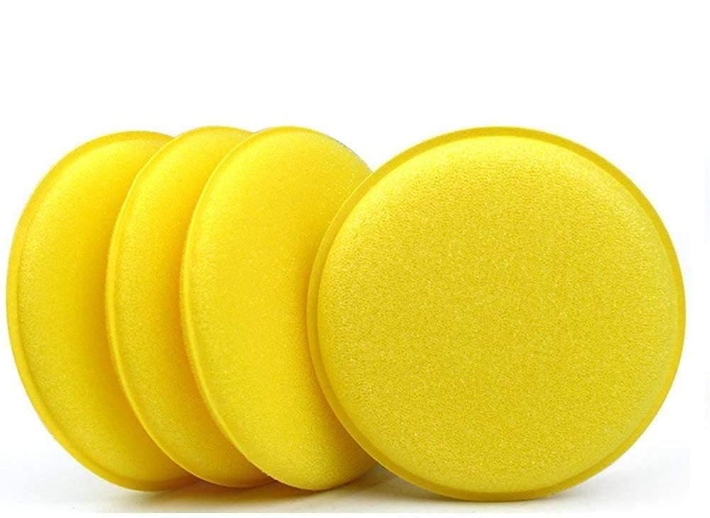 DETACHI Car Polish Sponge Multipurpose Car Foam Wax Applicator Polish Pad Soft Car Clean Wax Sponge Used for Detailing Polish for Bike and Car Dashboard Round Pads - Pack of (4)