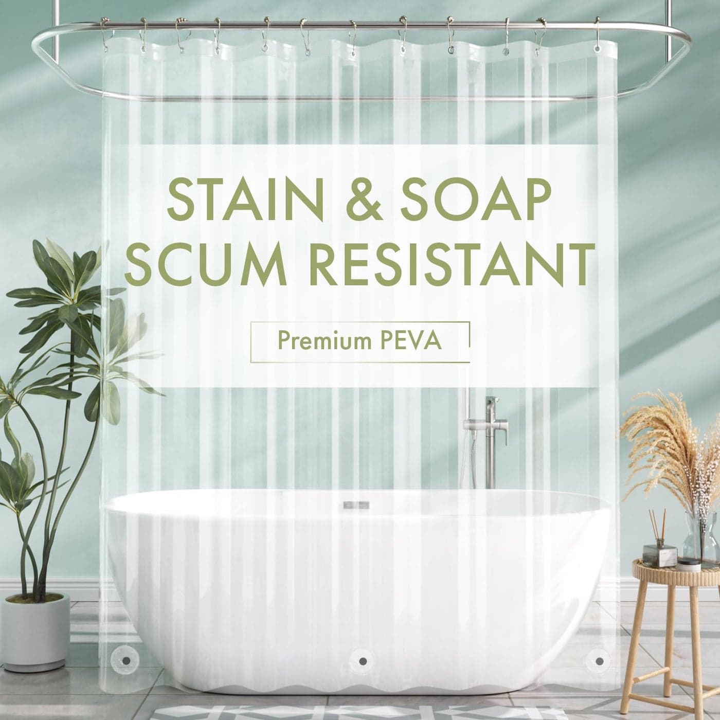 AmazerBath Shower Curtain Liner 72x72 Clear Shower Curtain Liner Waterproof Plastic Shower Liner Cute Lightweight PEVA Shower Curtain for Bathroom with 3 Magnets and 12 Rustproof Metal Grommets