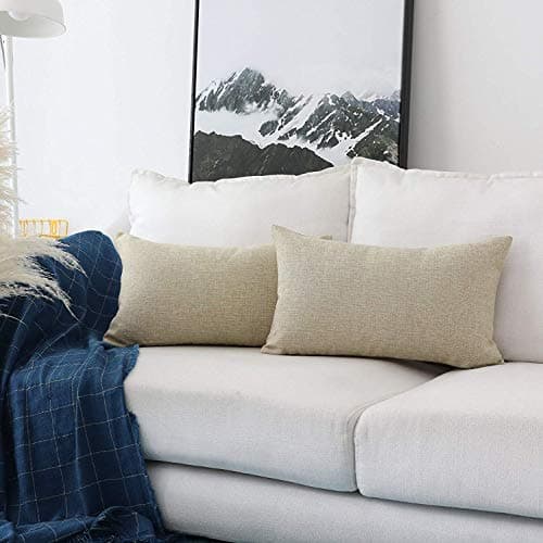 Khooti Jute Cushion Cover, Throw Pillow Cover for Couches, Chairs, Sofas, Beds, Coffee Tables, Living Rooms, Bedrooms, Modern Boho Design, 18 x 22 Inches / 45 x 55 cm | Light Linen | Set of 1