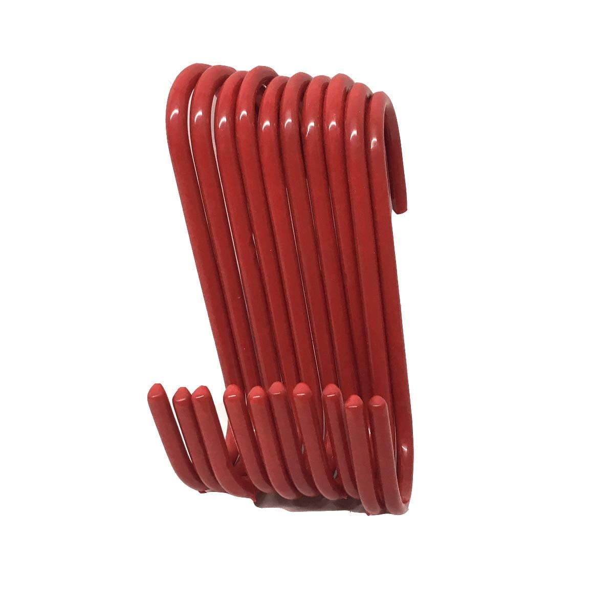 Set of 10 pc S Shape Utility Hook Set Vinyl Coated or Chromed Wire Red Vinyl
