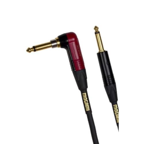 Mogami Gold INST Silent R-10 Guitar Instrument Cable, 1/4" TS Male Plugs, Gold Contacts, Right Angle silentPLUG to Straight Connectors, 10 Foot