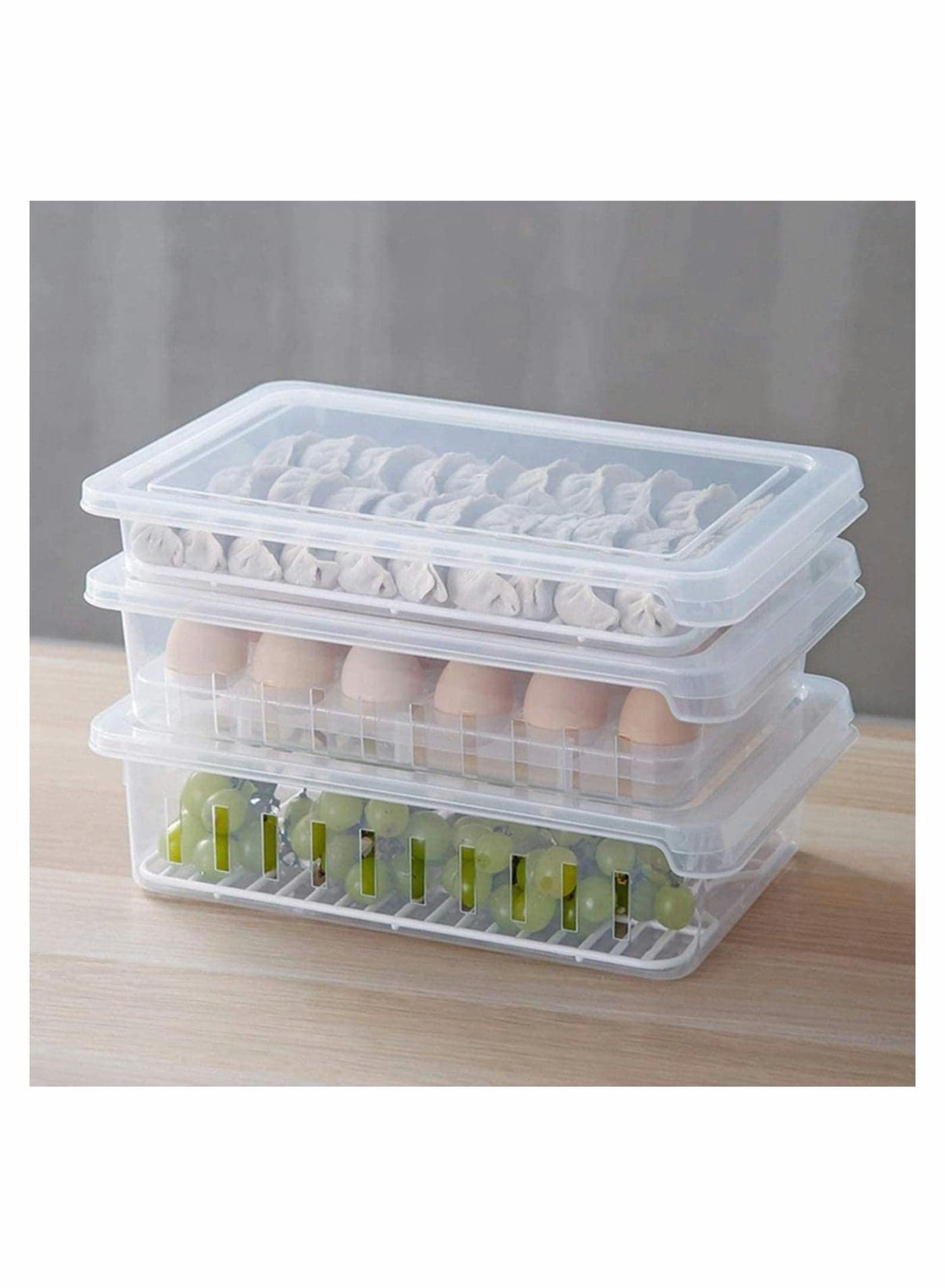 1 Pcs Food Storage Box Containers with Metal Strainer, Kitchen Lid, Stackable Portable Grade Clear Plastic To Keep Vegetables Fruits Canned Drinks