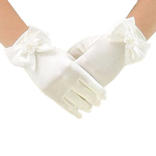 DreamHigh Baby Girl's Stretch Satin Dress Gloves (Ivory)