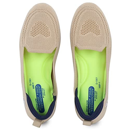 DOCTOR EXTRA SOFT Flexible Memory Foam Women's Shoes for Walking Gym Training | Casual Sports,Slip-On,Lightweight Lace up Jutis Bellies Classy Ballerina for Ladies and Girls New-D-1003 Beige