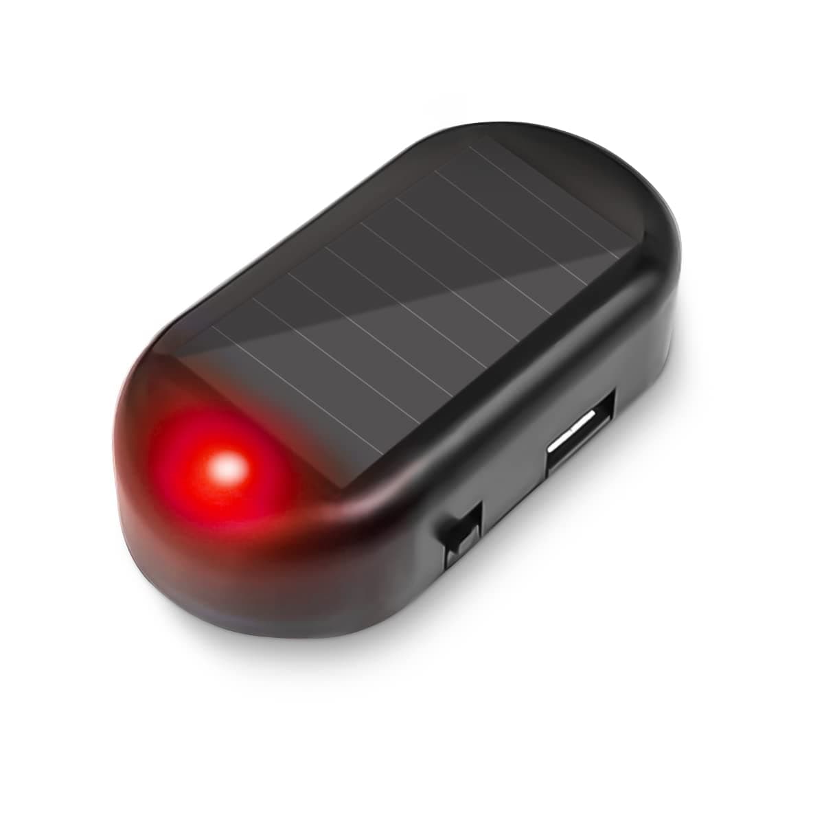 Car Solar Power Simulated Dummy Alarm AntiTheft LED Flashing Security Light Fake Lamp Automotive Warning Interior Safety Lights with USB Charger Port Car Accessories for Most Cars Red1PCS