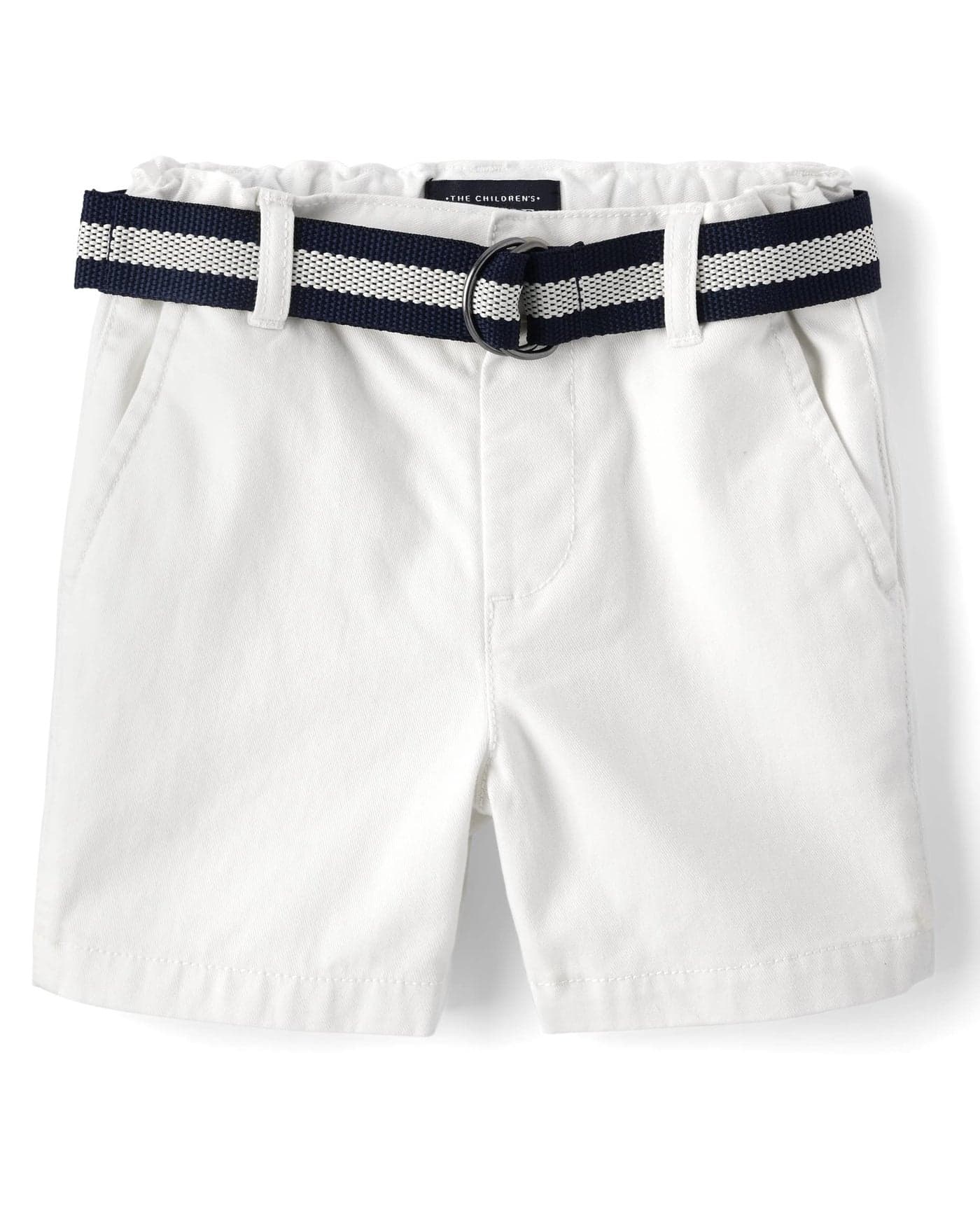 The Children's Place Baby Toddler Boys Chino Shorts, Simplywht, 2T,baby boys,and Toddler Boys Belted Chino Shorts,Simply White,2T