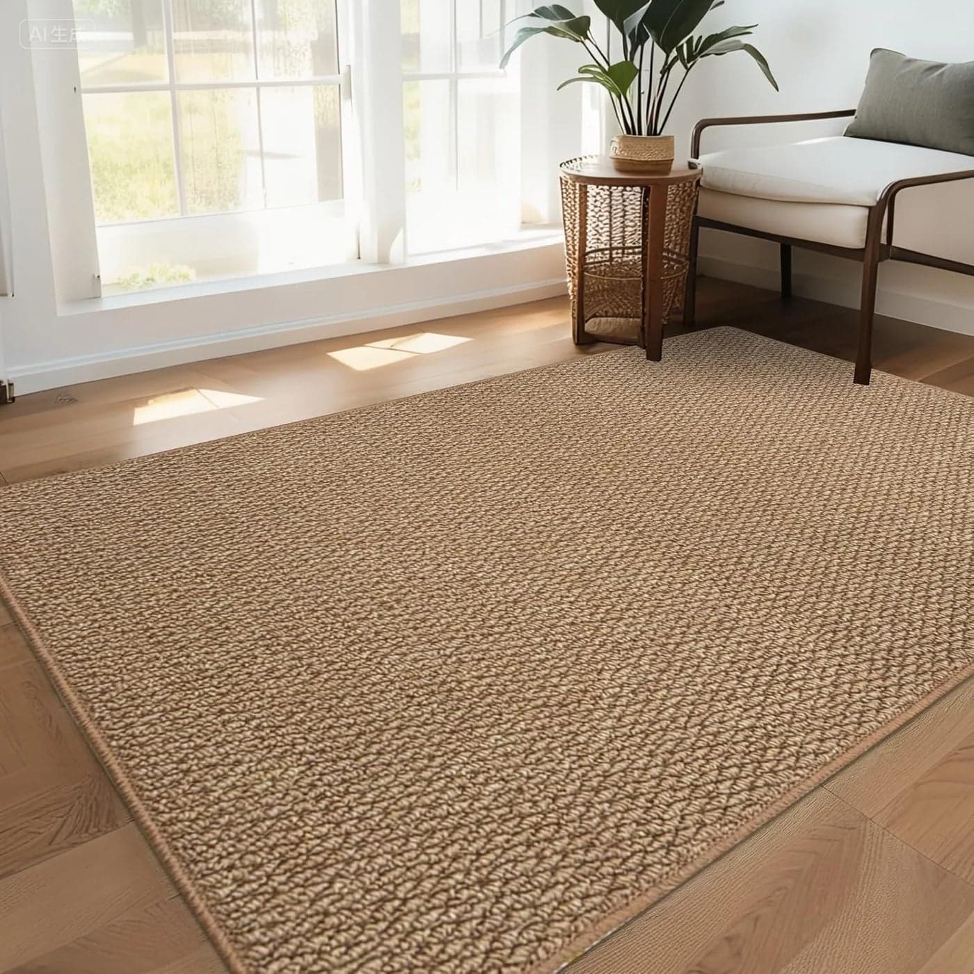 USTIDE Large Sisal Living Room Rug Natural Farmhouse Chunky Textured Washable Nonslip Bedroom Rug No Shed JuteLook 150x200cm