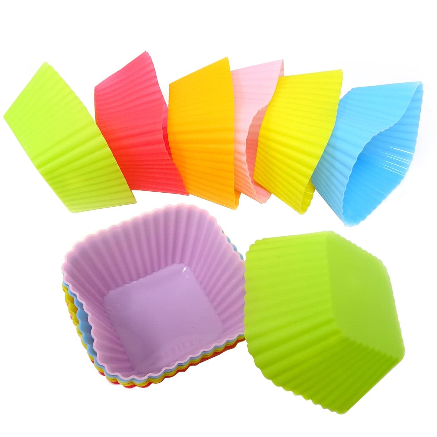 Honbay 12PCS Silicone Square Reusable Cake Cup Sets Baking Cups Nonstick Liner Molds Cupcake Baking Molds for Making Muffin Chocolate Bread 70 x 70 x 32mm