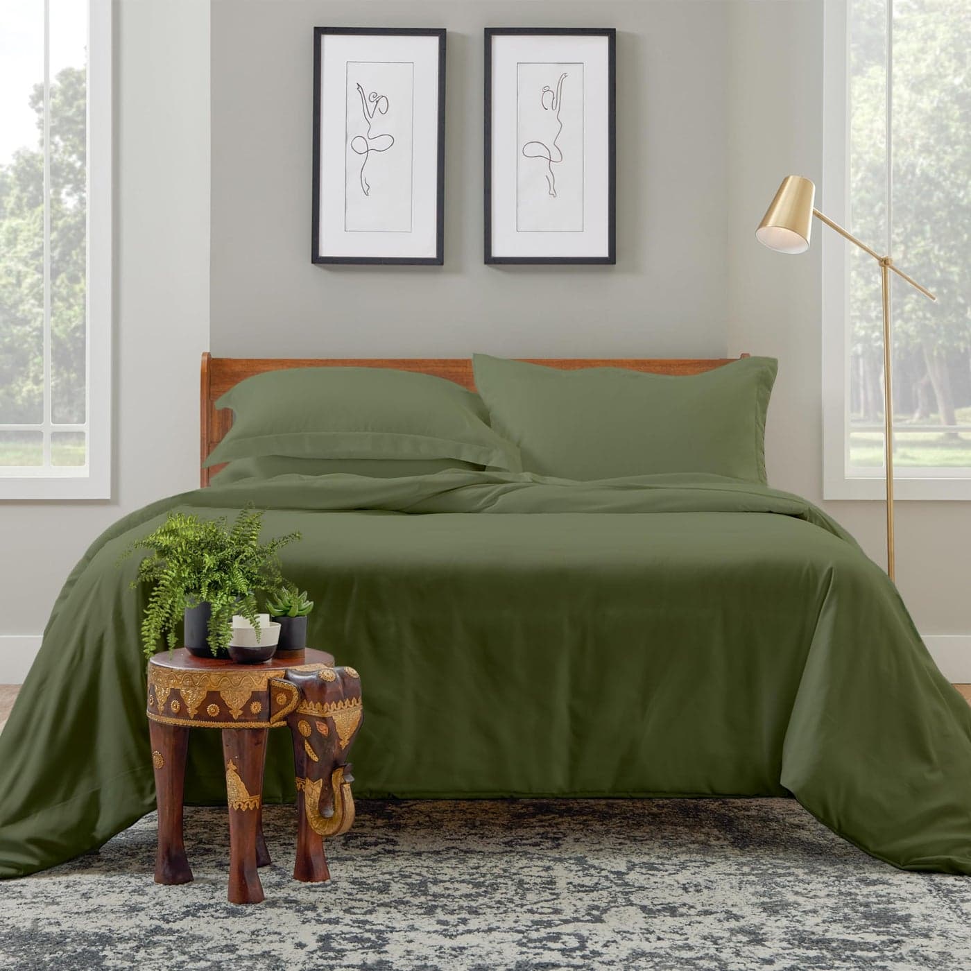 Cosy House Collection Luxury Duvet Cover Set 3Piece Blend of Rayon Derived from Bamboo Ultra Soft Bedding Zippered Comforter Protector Includes 2 Pillow Shams KingCal King Sage Green