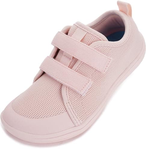 WHITIN Toddler/Girls Barefoot Shoes Wide Toe Box Minimalist Zero Drop Fashion Sneakers Size 9 Kids Dress Sports Running Flat Comfy Athletic Gym Walking Pink 26