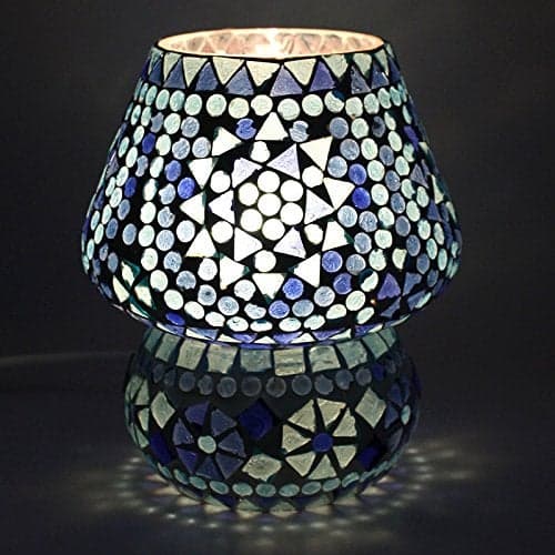 earthenmetal Glass Table Lamp, Blue, White, Pack of 1