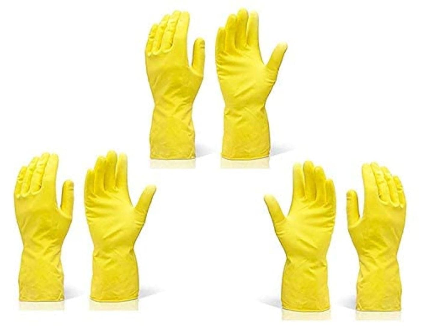 Fortane Premium Reusable Rubber Cleaning Hand Gloves Set (Free Size, Yellow) - Pair of 3