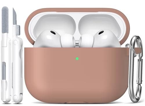 R-fun for AirPods Pro 3 Case (2025), Soft Silicone Protective Case Cover Compatible with Apple AirPods Pro 3rd Generation (USB-C Cable) for Women Men with Cleaning Kit and Keychain, Milk Tea