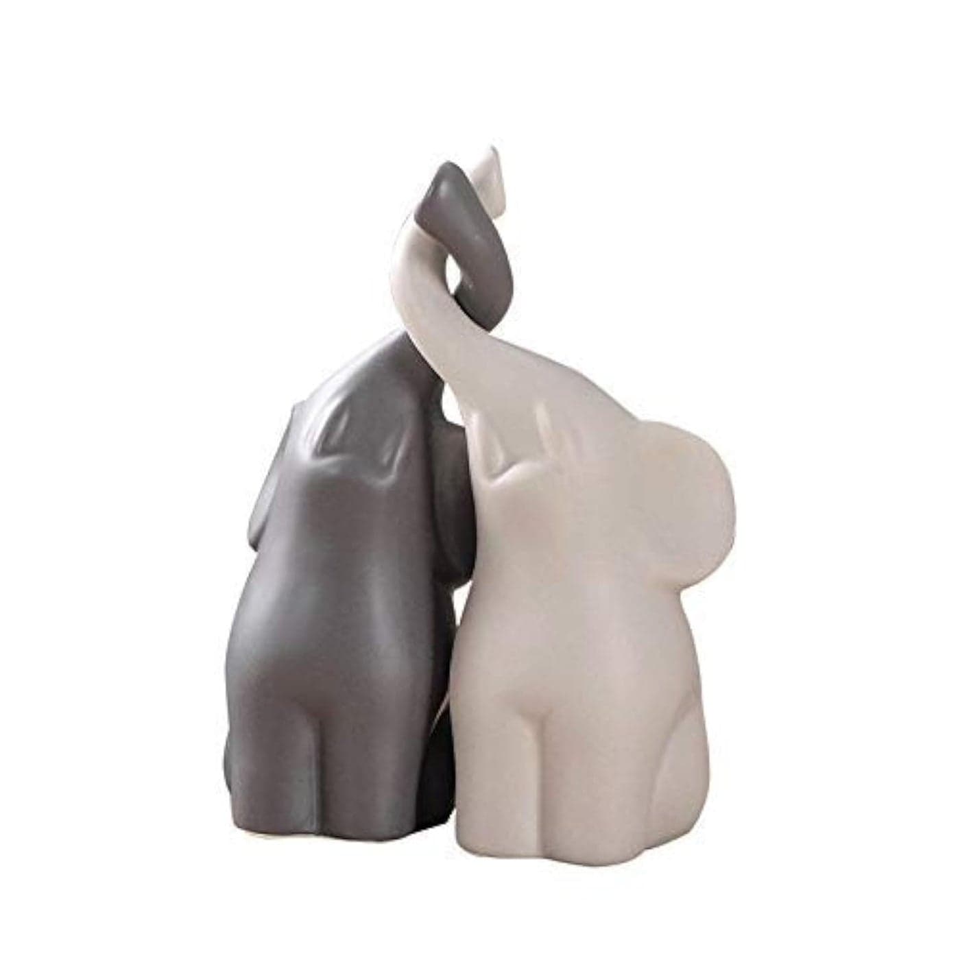 JORSION Creative Decoration Home Decor Animal Ornament Ceramics Crafts Art Figurines Twin Elephant