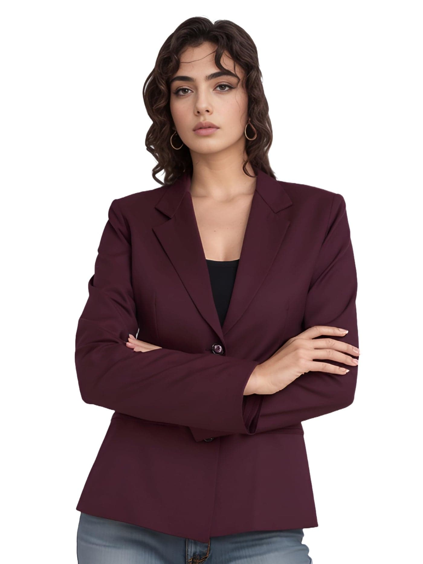 ROCKSY Maroon Formal and Smart Casual Blazer for Women, Regular Fit, Stylish Blazer for All Age femlaes, Size Small