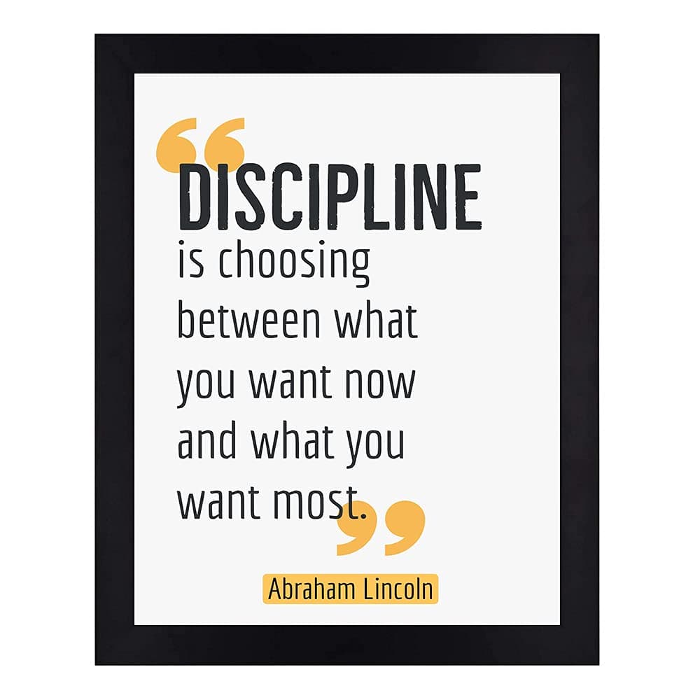 Interio Crafts Discipline Motivational Framed Poster For Office Wall Decor Frame Size 13X10 InchesMaterial Synthetic Wood