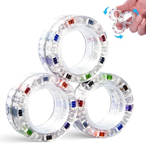 3pcs Magnetic Fidget Spinner Rings Toys for Adult Anxiety Relief ADHD Therapy Magnets for Teens and Kids