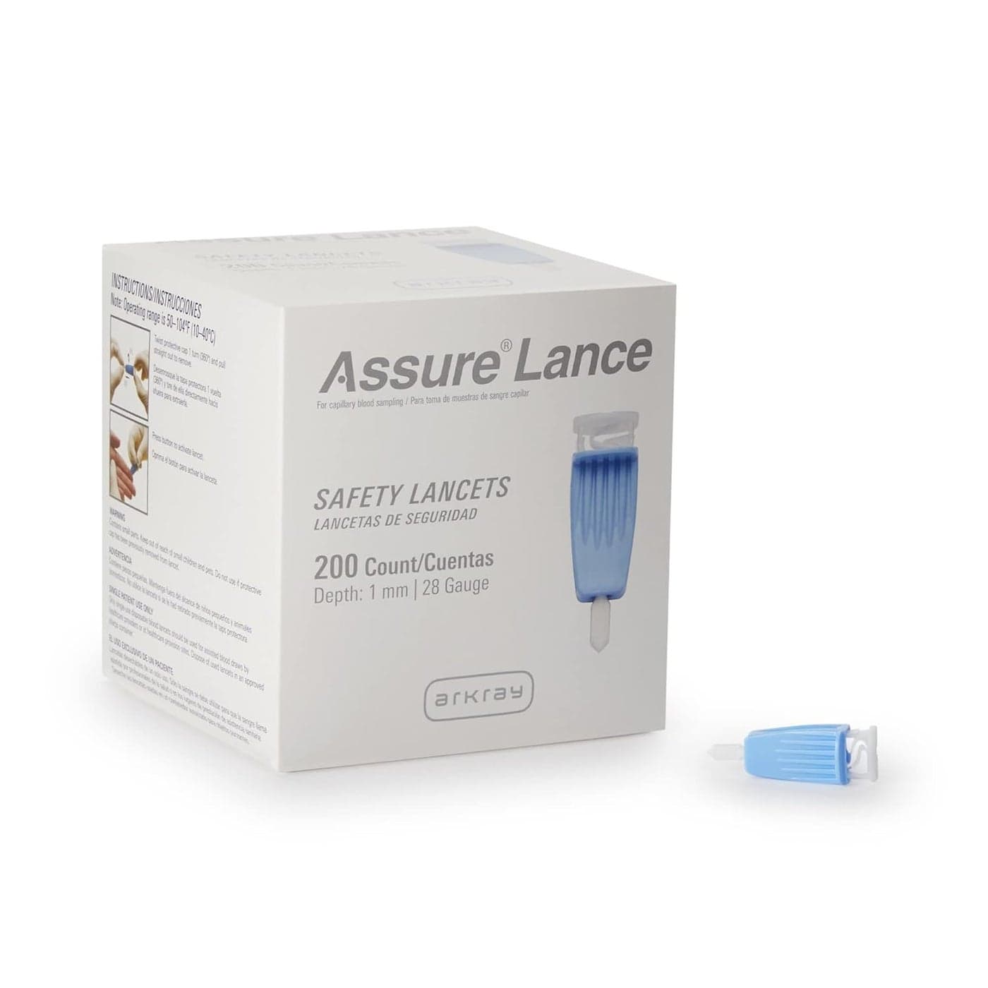 Arkray USA 980228 Assure Lance Micro Flow Safety Lancet 28 Gauge Pack of200
