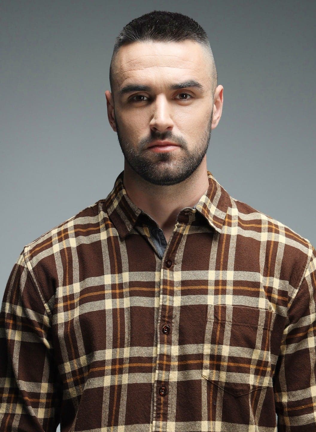 Regular Fit Checked Shirt for Men - Brown Cotton