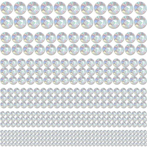 1982 Pieces Crystal AB Hair Rhinestones Stickers Self Adhesive Face Rhinestones Stick on Bling Gems Jewels Stickers for Hair Face Body Makeup Clothes Shoes Bags DIY Craft 6 Sizes