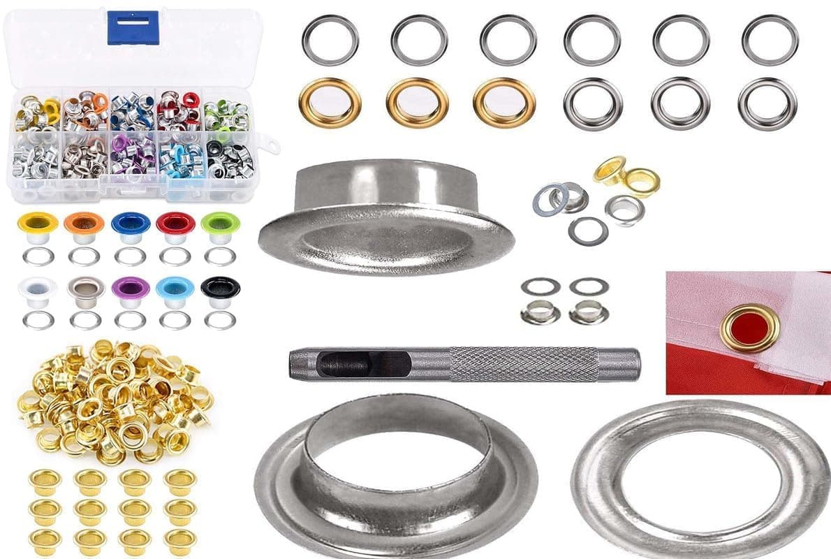 DIY Crafts Pack of 200 Pcs, Silver Mix Sizes, Grommet Kits Sets Diameter with Setting Tools Grommet Setting Tool Metal Eyelets (Made of(Pack of 200 Pcs, Silver Mix Sizes)