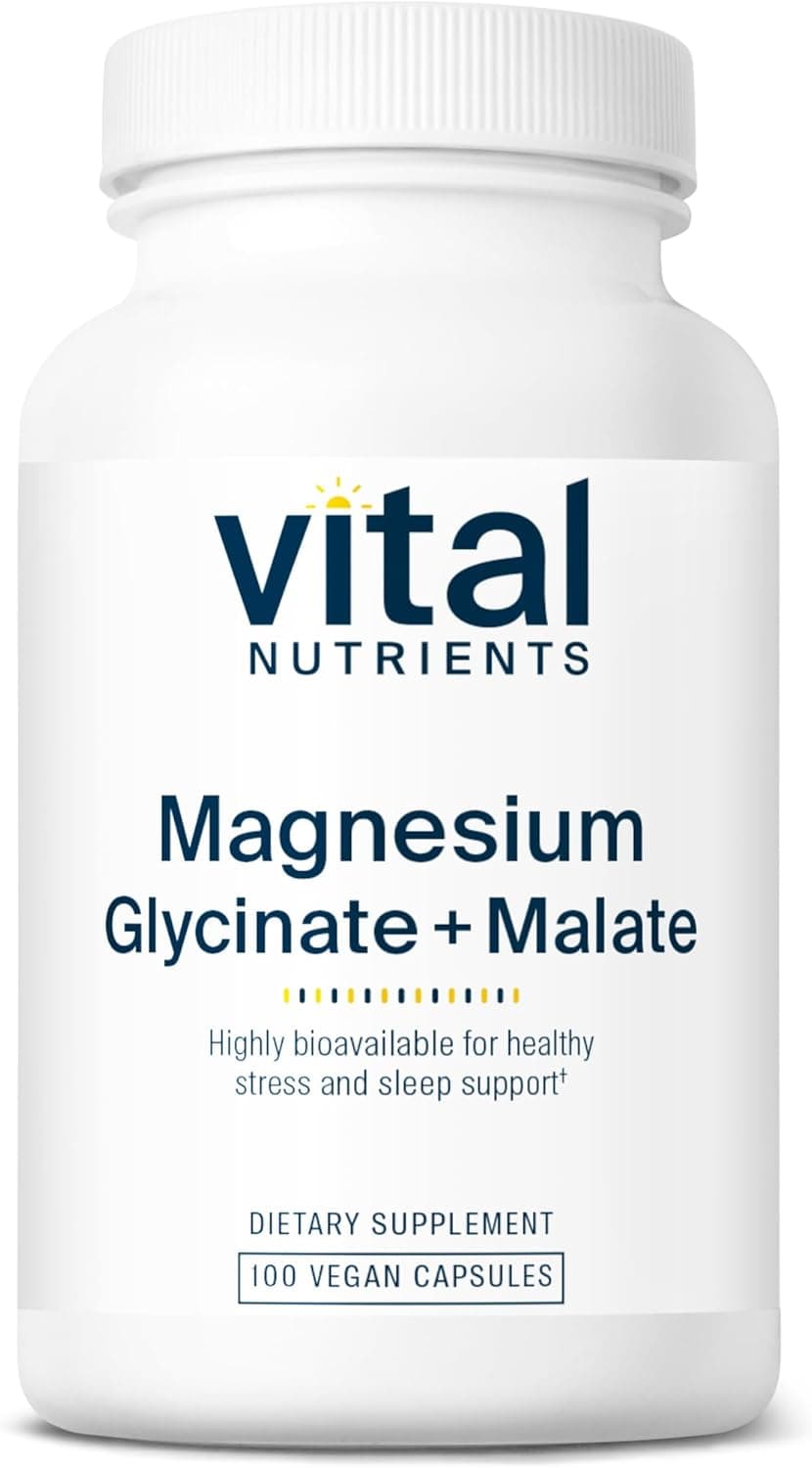 Vital Nutrients Magnesium Glycinate Malate 120mg Vegan Magnesium Supplement for Women and Men Muscle Heart Bone Support Promotes Relaxation Gluten Dairy and Soy Free 100 Capsules