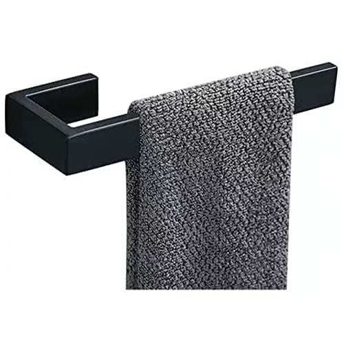 JOPOFI Hand Towel Holder, Towel Ring - Thicken SUS 304 Stainless Steel Towel Holder for Bathroom Wall, 8" Rectangular Modern Design Hand Towel Bar, Contemporary Hand Towel Rack - Matte Black