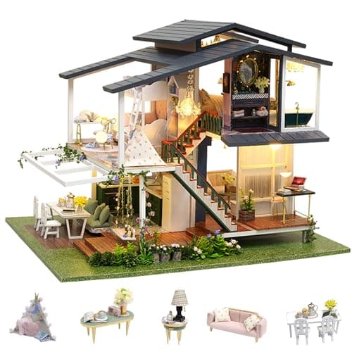 Flever Dollhouse Miniature DIY House Kit Creative Room with Furniture for Romantic Artwork Gift Monet Garden