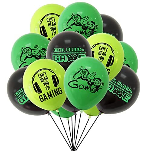RasuDecor 15Pcs 12”Gamer Theme Print Latex Balloons Computer Games Toys Equipment Print for Kids Boys Girls Adults Birthday Party Supplies Decoration #RasuImpex (15Pcs GamerLatexBalloon)