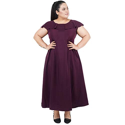 Indietoga Women's Plus Size Purple Solid Long Maxi Dress (6XL)