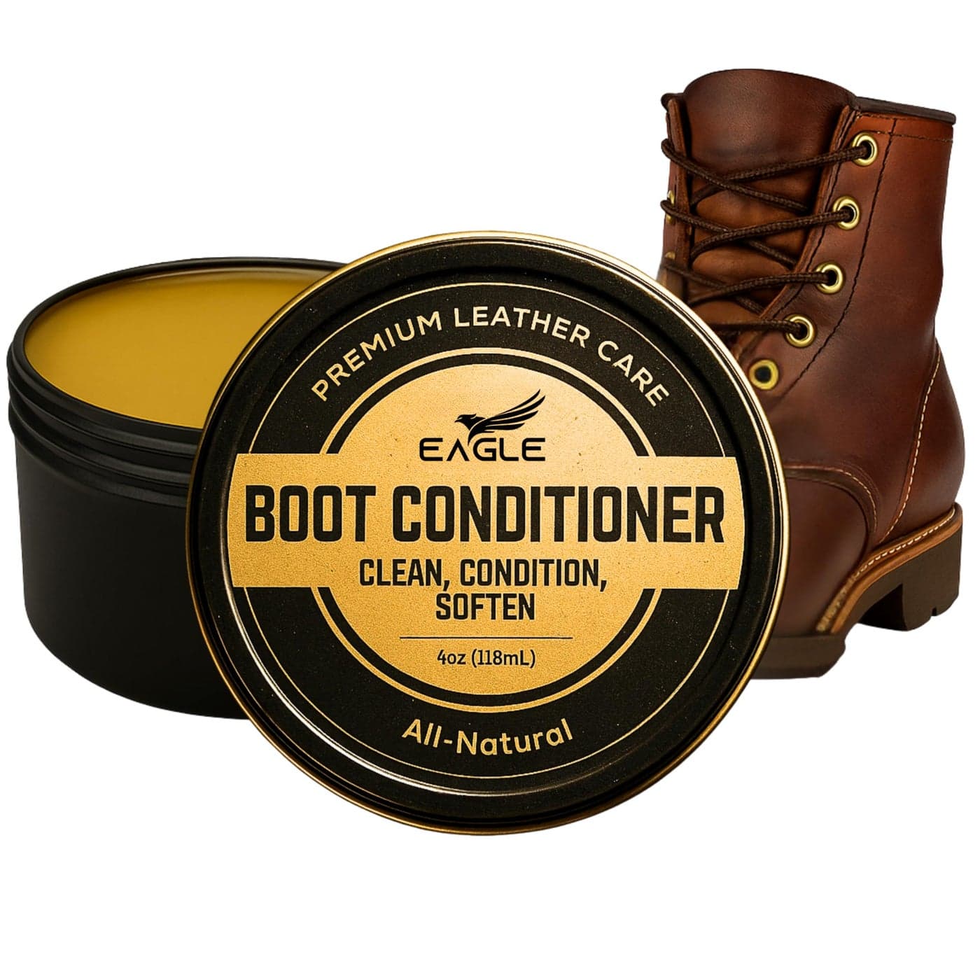 Deep Leather Conditioner for Boots Saddles 120mL AllNatural Neatsfoot Oil Beeswax Formula Restores Cracked Dry Oiled Leather Leather Preservative for Work Boots Belts Gloves Jackets
