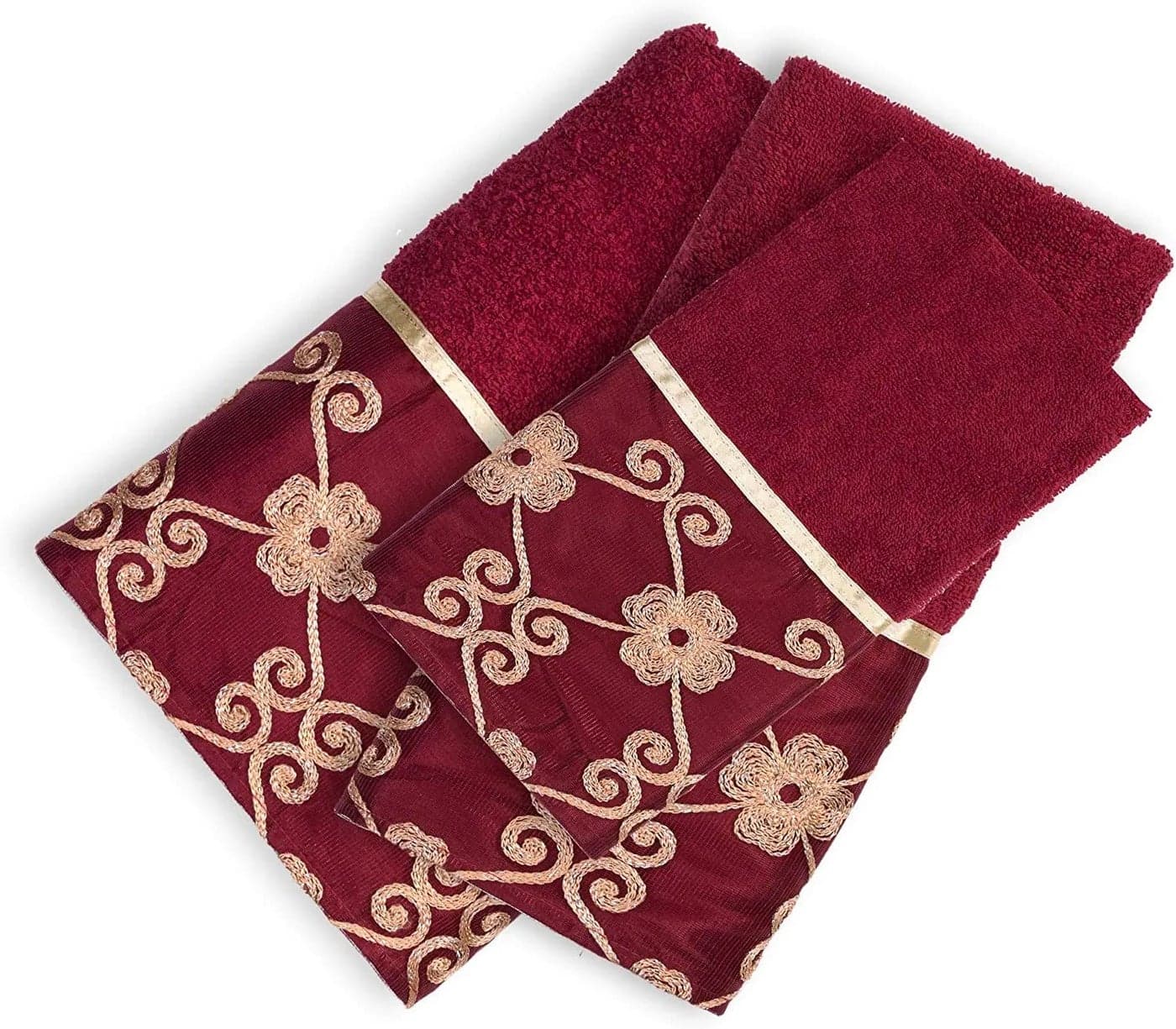 Popular Bath Bath Towels Vlegant Rosa Collection 21 x 12 BurgundyGold