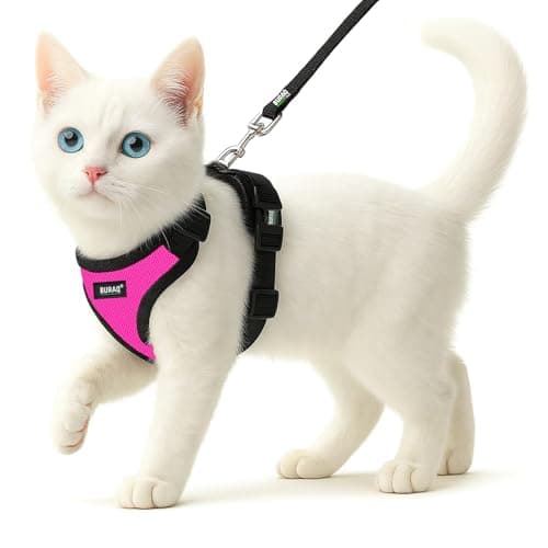 Buraq No Pull Cat Harness with Leash, Escape Proof, Ultra-Light Weight, Air Mesh Fabric, Aesthetic Design Adjustable Cat Leash with Harness (S - Pink)