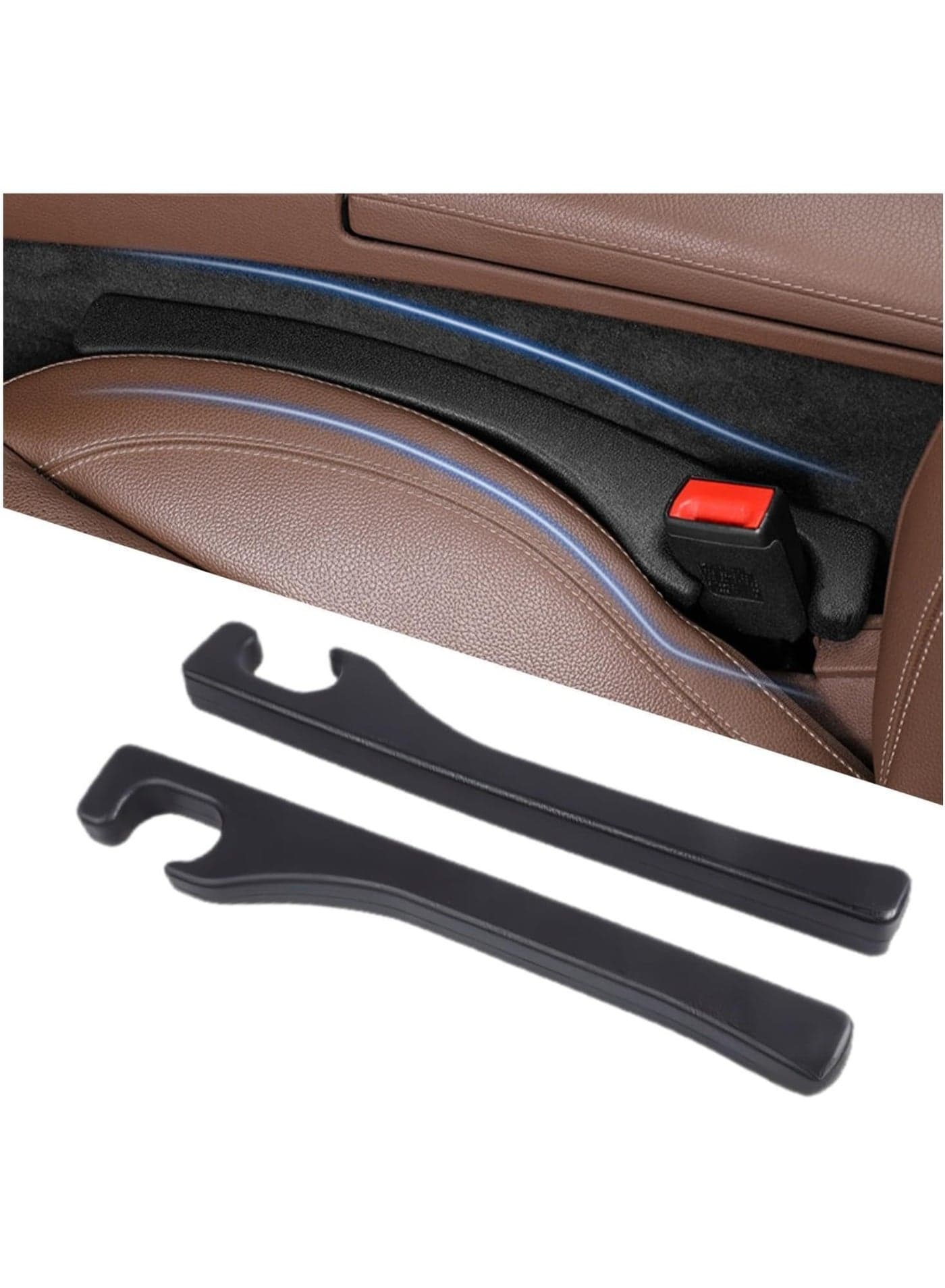 Car Seat Gap Filler 2 Pack, Universal Fit PU Leather Car Seat Gap Plug to Fill The Gap Between Seat and Console, Car Seat Crevice Blocker Stop Things from Dropping