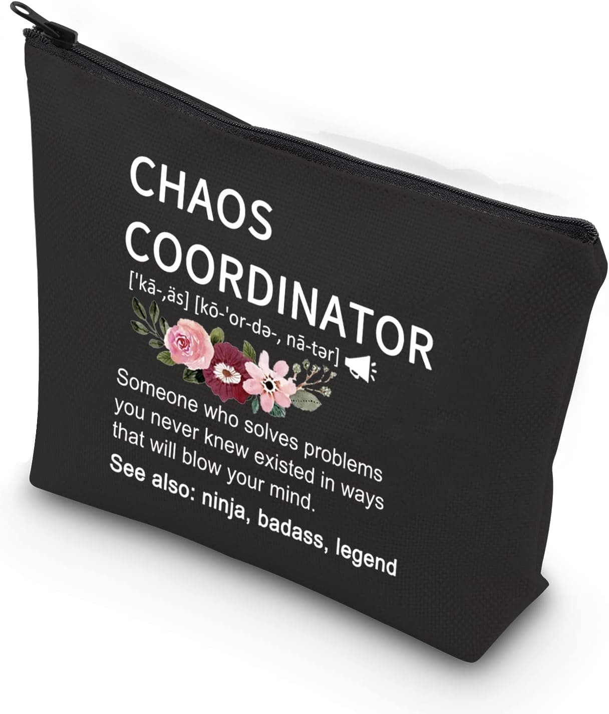 WCGXKO Chaos Coordinator Funny Definition Zipper Pouch Makeup Bag (Chaos CoordinatorD black)