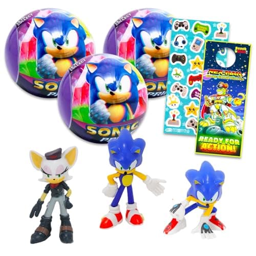 Sonic the Hedgehog Blind Ball Party Favors Bundle with 3 Sonic the Hedgehog Blind Box Mini Figures Mystery Toys Plus Stickers More Sonic Figurines for Kids Boys Girls